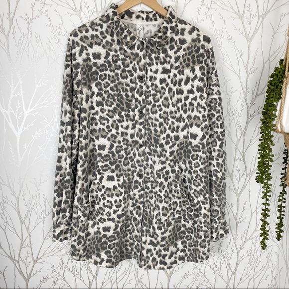 SEW IN LOVE Animal Print Button-Up Shirt Jacket XXL Shacket Leopard Camo Print - Picture 13 of 13